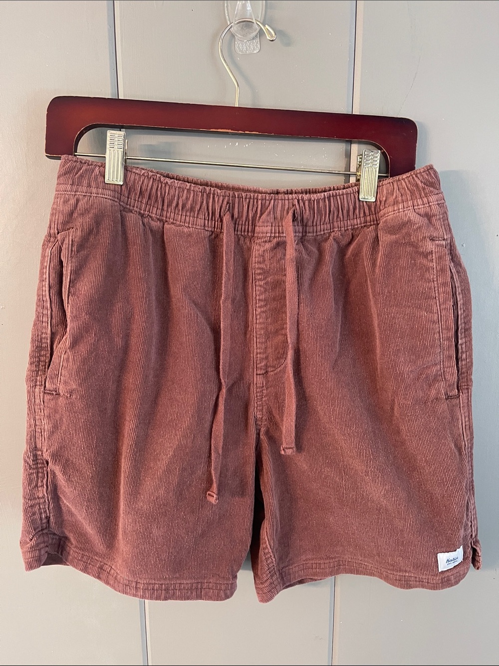 Katin Shorts Men’s Small Brown Corduroy Elastic Waist Drawstring Surf Beach Boho